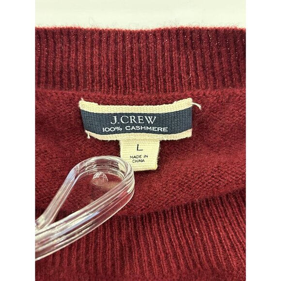 J Crew Womens 100% Cashmere Classic-fit Crewneck Sweater Burgundy Size Large - Picture 3 of 7